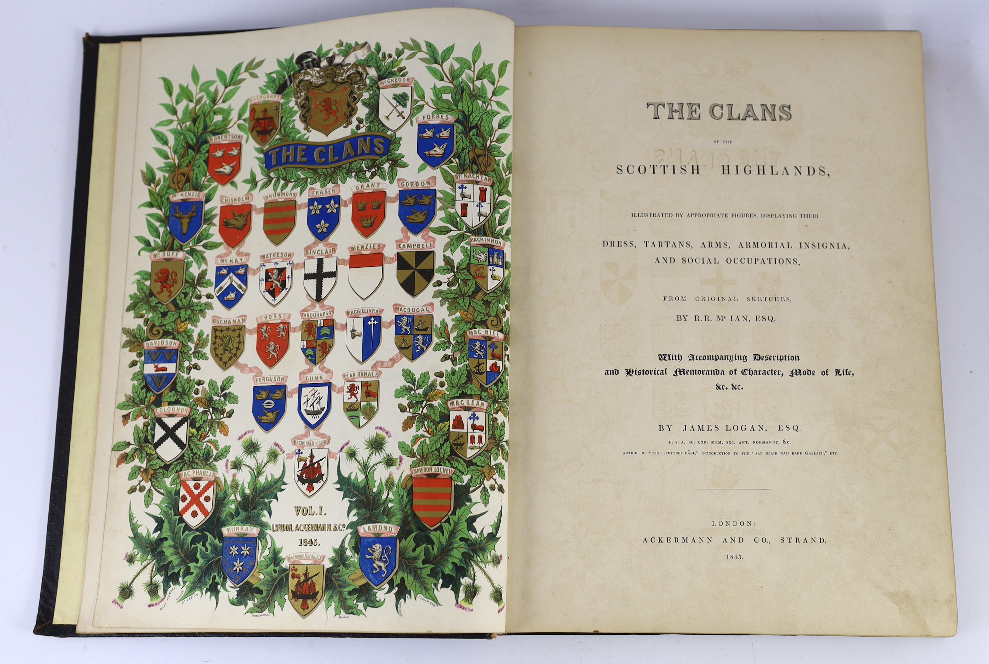 Logan, James (1794-1872) - The Clans of the Scottish Highlands, illustrated by appropriate figures displaying their Dress, Tartans, Arms, Armorial Insignia, and Social Occupations, 2 vols